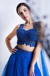 Shop_Sonaakshi Raaj_Blue Swiss Net Embellished Skirt With Draped Blouse_Online_at_Aza_Fashions