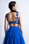 Sonaakshi Raaj_Blue Swiss Net Embellished Skirt With Draped Blouse_at_Aza_Fashions