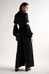 Shop_APZ_Black Silk Plain Flared Pant  _at_Aza_Fashions