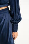 Shop_APZ_Blue Pure Silk Lining Silk-satin High Crop Top  _Online_at_Aza_Fashions