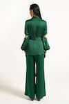 Shop_APZ_Green Pure Silk Lining Serpentine Crystal Shirt And Flared Pant Set  _at_Aza_Fashions