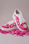 Buy_The Saree Sneakers_Pink Embellished Moti Sneakers _at_Aza_Fashions