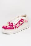 Shop_The Saree Sneakers_Pink Embellished Moti Sneakers _at_Aza_Fashions