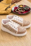 Buy_The Saree Sneakers_Gold Embroidered Sequin Sneakers _at_Aza_Fashions