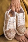 The Saree Sneakers_Gold Embroidered Sequin Sneakers _Online_at_Aza_Fashions