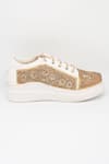 Buy_The Saree Sneakers_Gold Embroidered Sequin Sneakers _Online_at_Aza_Fashions