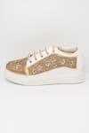 Shop_The Saree Sneakers_Gold Embroidered Sequin Sneakers _Online_at_Aza_Fashions