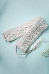 Buy_Mehraki_White Embroidery Floral Cutout Belt _at_Aza_Fashions