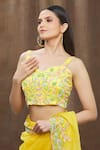 Shop_Gul By Aishwarya_Yellow Saree Pure Organza And Blouse Satin Embroidery With  _Online_at_Aza_Fashions