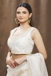 Gul By Aishwarya_White Saree Organza And Blouse Net & Placement With  _at_Aza_Fashions