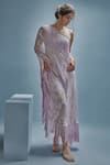 Buy_Cherie D_Purple Lamhe Embroidery Crystal Asymmetric Sass One Shoulder Kaftan _at_Aza_Fashions