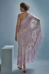Shop_Cherie D_Purple Lamhe Embroidery Crystal Asymmetric Sass One Shoulder Kaftan _at_Aza_Fashions