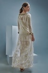 Shop_Cherie D_White Lamhe Embroidery Crystal Round Baroque Floral Tunic _at_Aza_Fashions