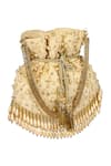 Buy_Fuchsia_Gold Embroidery, Tassels Pearl Potli _at_Aza_Fashions