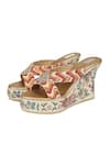 Buy_Fuchsia by aashaka mehta_White Embroidery Floral Wedges _at_Aza_Fashions