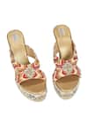 Fuchsia by aashaka mehta_White Embroidery Floral Wedges _Online_at_Aza_Fashions