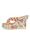 Buy_Fuchsia by aashaka mehta_White Embroidery Floral Wedges _Online_at_Aza_Fashions