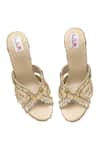Fuchsia by aashaka mehta_Gold Sequins Satin Wedges _Online_at_Aza_Fashions