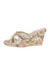 Buy_Fuchsia by aashaka mehta_Gold Sequins Satin Wedges _Online_at_Aza_Fashions