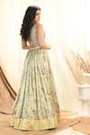 Shop_Aaryaa By Kashveen Kohli_Green Blouse Dupion And Dupatta Soft Organza, Lehenga Floral Set _at_Aza_Fashions