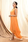 Aaryaa By Kashveen Kohli_Yellow Kurta And Cape Silk Mul & Embellishment Bandhani Round _Online_at_Aza_Fashions