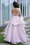 Shop_Aaryaa By Kashveen Kohli_Purple Embroidered Blouse Lehenga Set_at_Aza_Fashions