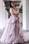 Aaryaa By Kashveen Kohli_Purple Embroidered Blouse Lehenga Set_Online_at_Aza_Fashions