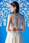 Aaryaa By Kashveen Kohli_White Georgette Thread And Mirror, Acrylic Round Embroidered Lehenga & Blouse Set _Online_at_Aza_Fashions