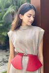 Buy And Also Red Vegan Leather Peplum Belt at Aza Fashions Buy_And Also_Red Vegan Leather Peplum Belt_at_Aza_Fashions
