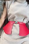 And Also Red Vegan Leather Peplum Belt Online at Aza Fashions And Also_Red Vegan Leather Peplum Belt_Online_at_Aza_Fashions