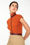 Buy_And Also_Maroon Plain Eccentric Body Belt_Online_at_Aza_Fashions