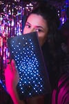 Shop_And Also_Black Embellished Luna Led Leather Clutch_at_Aza_Fashions