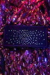 And Also_Black Embellished Luna Led Leather Clutch_Online_at_Aza_Fashions