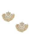 Shop_Ishhaara_Gold Plated Kundans Pearl Chandbalis Set _Online_at_Aza_Fashions