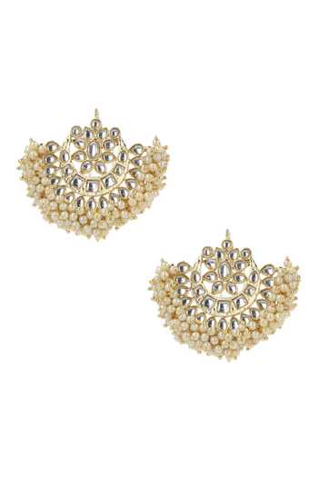 Shop_Ishhaara_Gold Plated Kundan Studded Maangtikka Set _Online_at_Aza_Fashions