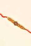 Shop_Nayaab by Aleezeh_Red Stone Temple Motif Rakhi_at_Aza_Fashions