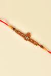 Shop_Nayaab by Aleezeh_Red Stone Temple Motif Rakhi_at_Aza_Fashions