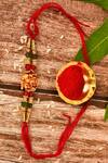 Buy_Nayaab by Aleezeh_Red Stone Temple Motif Rakhi_at_Aza_Fashions