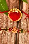 Nayaab by Aleezeh_Red Stone Temple Motif Rakhi_Online_at_Aza_Fashions