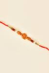 Shop_Nayaab by Aleezeh_Red Stone Temple Motif Rakhi_at_Aza_Fashions