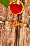 Nayaab by Aleezeh_Red Stone Temple Motif Rakhi_Online_at_Aza_Fashions