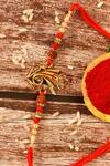 Buy_Nayaab by Aleezeh_Red Stone Temple Motif Rakhi_at_Aza_Fashions