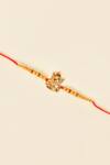 Shop_Nayaab by Aleezeh_Gold Stone Temple Motif Rakhi_at_Aza_Fashions