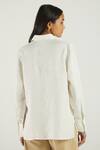 Shop_Reistor_White 100% Hemp Solid Collared Neck Gathered Shoulder Shirt  _at_Aza_Fashions