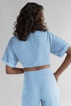 Shop_Reistor_Blue Tencel Round Twist And Sway Crop Top _at_Aza_Fashions