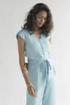 Buy_Reistor_Blue Tencel V Neck Evening Chai Jumpsuit  _Online_at_Aza_Fashions