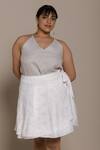 Reistor_White Hemp Floral Embroidered Skirt_Online_at_Aza_Fashions