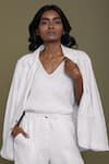 Buy_Reistor_White Hemp Solid Lapel Collar Blazer  _at_Aza_Fashions