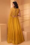 Shop_Miku Kumar_Yellow Organza, Net Floral Motifs Round Embroidered Lehenga Set _at_Aza_Fashions