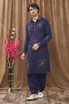 Buy Soniya G Blue Handloom Silk Thread, Star Embroidered Kurta Set at Aza Fashions Buy_Soniya G_Blue Handloom Silk Thread, Star Embroidered Kurta Set_at_Aza_Fashions